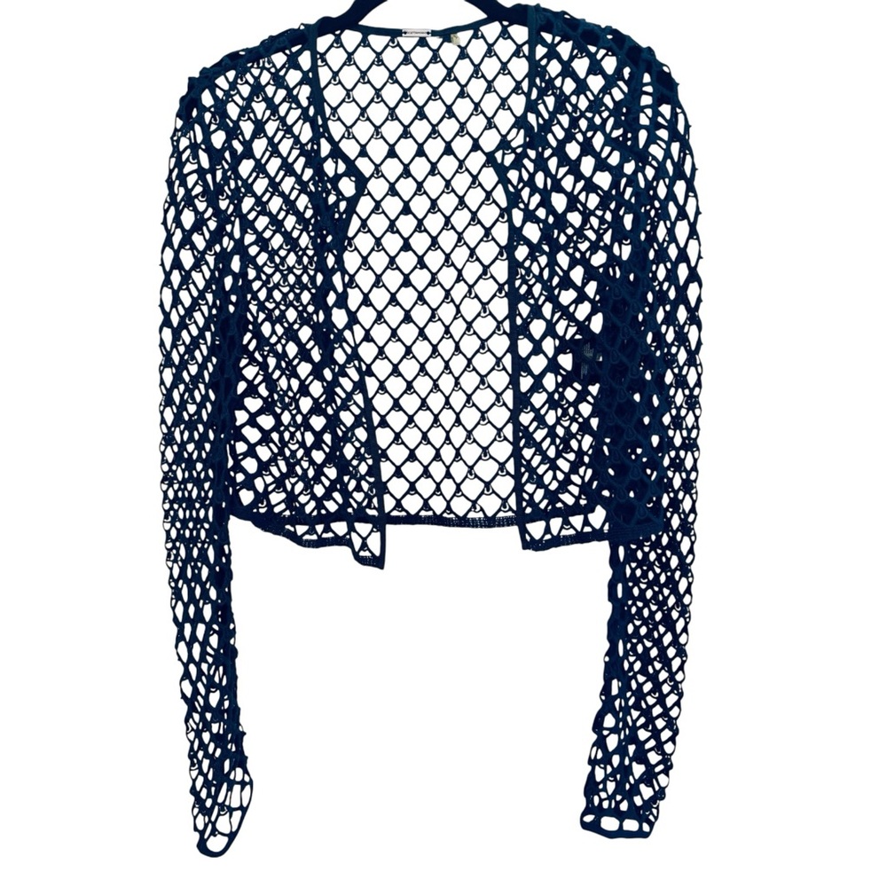 Tahari Navy Blue Open Long Sleeve Shrug